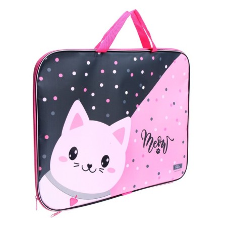 Folder for drawings and drawings A3, 470 x 350 x 20 mm, with handles, textile, calligrata "cat"-1