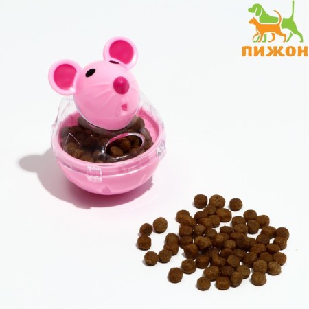 Nevali toy "Mouse" with a compartment for treats (up to 1 cm), 4.7 x 6.5 cm, pink