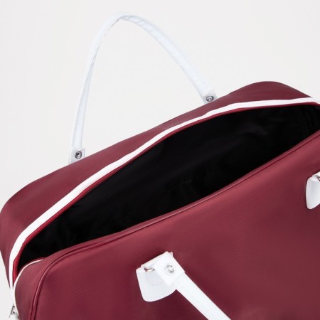 Road bag with lightning, external pocket, long belt, burgundy color-2