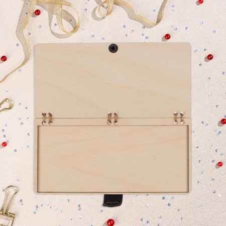 Wooden envelope "Happy Birthday" manual, cake, gifts, candles-2