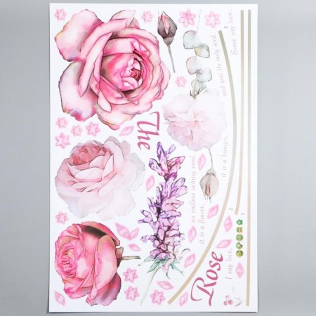 Interior plastic sticker "Pink roses" 60x90 cm-1