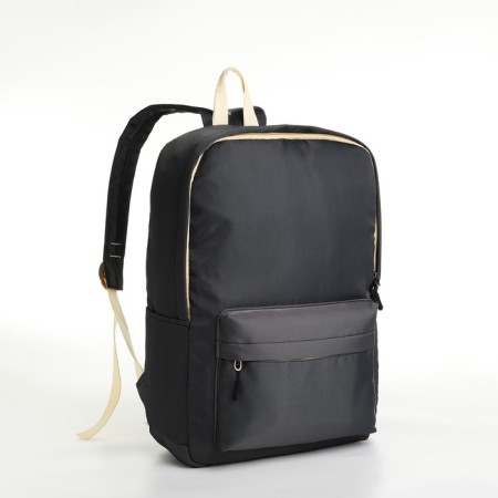 Youth backpack from textiles with lightning, 2 pockets, black color-2