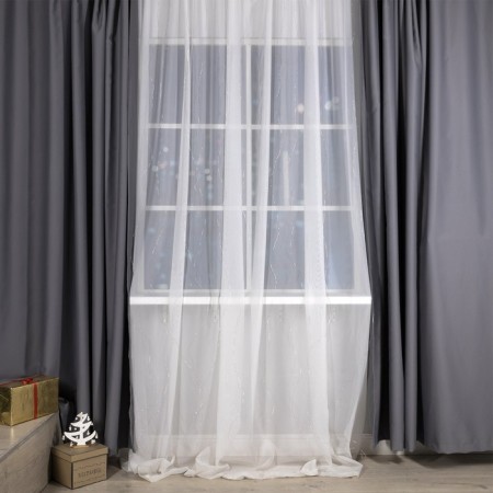 Garland "Curtain" 2.8 × 3 m dew on hooks, IP20, silver thread, 300 LED, glow warm white, flicker, USB-2