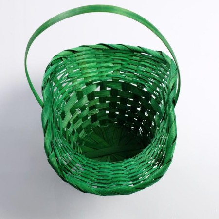 Wicker basket, bamboo, green, (hat), big-2