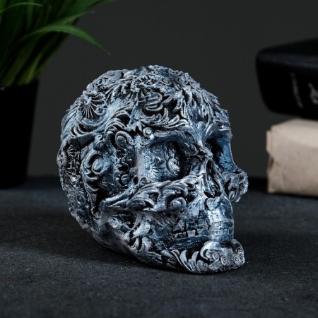 Figure "Skull colored" aged silver, 10x12x8cm