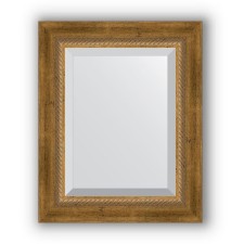 Mirror with fatset in a baguette frame - aged bronze with weaving 70 mm, 43 x 53 cm, evoForm