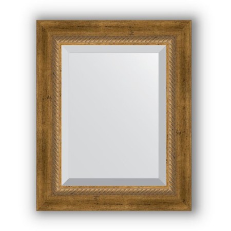 Mirror with fatset in a baguette frame - aged bronze with weaving 70 mm, 43 x 53 cm, evoForm