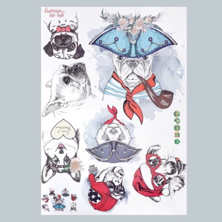 Sticker Plastic Interior color "Beasts in different headdresses" 50x70 cm-1