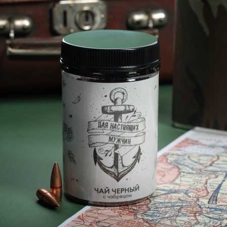 Black tea in a bank "for real men" with thyme, 50 g