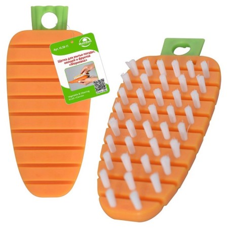 Brush for washing vegetables and fruits with a multi -carrot multidue, plastic, size 13x6x1.5 cm