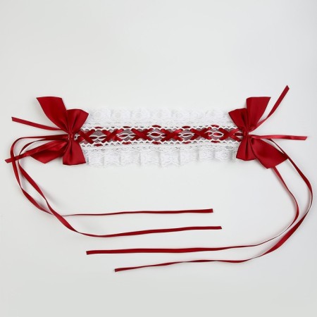 Carnival bandage "Lolita", red color with white braid-3
