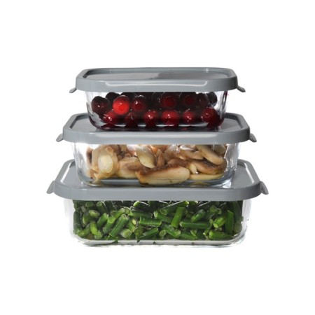 Set of glass containers, gray color, 3 pcs.-2