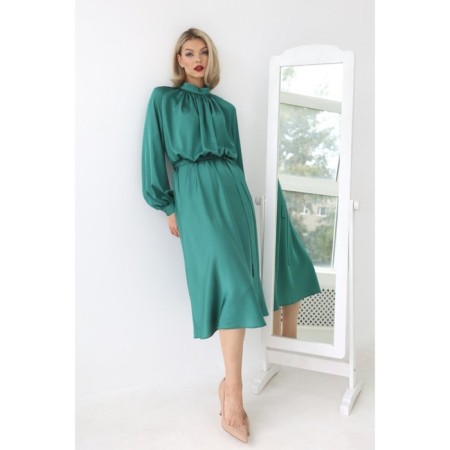 Midi silk dress with skirt-trap, size 46-2