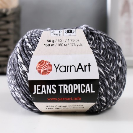Yarn "Jeans Tropical" 55% cotton, 45% polyacli 160m/50g (611 T. Serly-white)