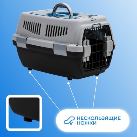 Carriage for animals with a folding transparent roof 48x33x29.5 cm, gray-4