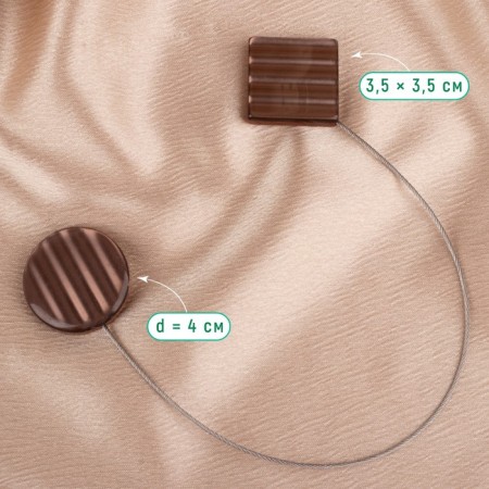 Picking for curtains “Circle and square”, D = 4 cm, 3.5 × 3.5 cm, brown color-1