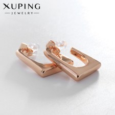 Earrings metal xuping trapezoid contour, color pink gold