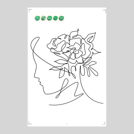 Sticker Plastic Interior Black "Abstraction. Girl with flowers on her head" 40x60 cm-1