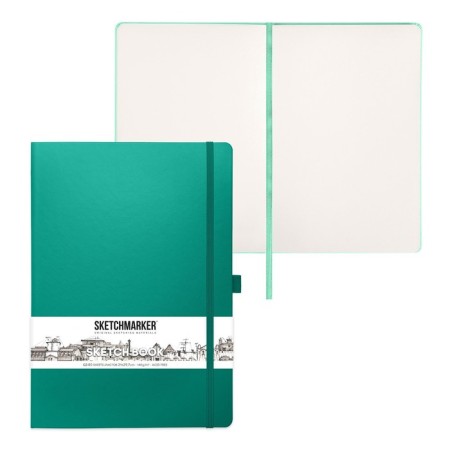 Sketchmarker sketchbook, 210 x 300 mm, 80 sheets, solid artificial leather cover, emerald, block 140 g/m2