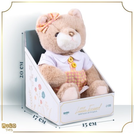 Soft toy "Little Friend", a cat in a peach dress-1