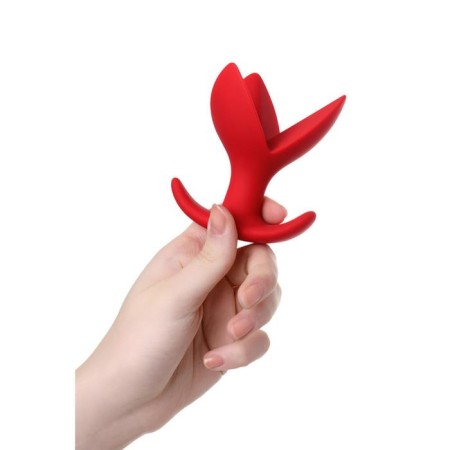 Expanding anal plug Flower, silicone, red color, 9 cm, d = 6 cm-3