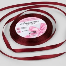 Satin tape, 6 mm × 23 ± 1 m, color ripe cherry