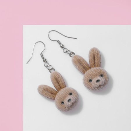 Children's earrings "chosen" hare, brown color-2