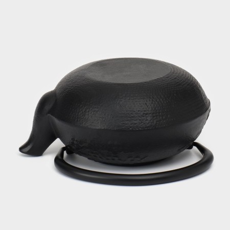 Cast iron kettle, 600 ml, with sieve, enameled coating inside, black color-4