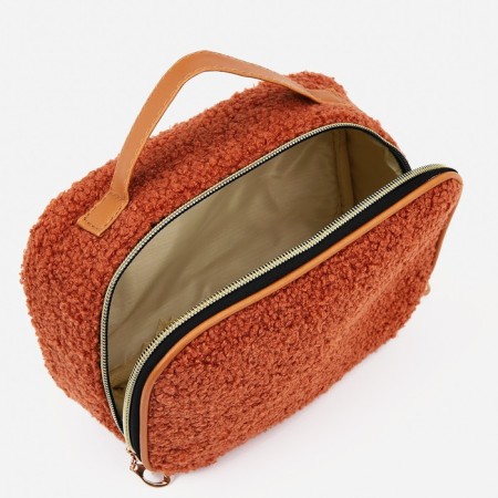 Cosmetic bag with a lining, brown color-2