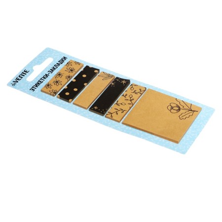 Bookmarks with adhesive edge, paper, design 12 x 45 mm/45 x 45 mm, Devente Craft & Black, 6 colors x 20 sheets-1