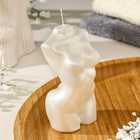 Figure candle Lacked "Women's silhouette", 10 cm, pearl-1