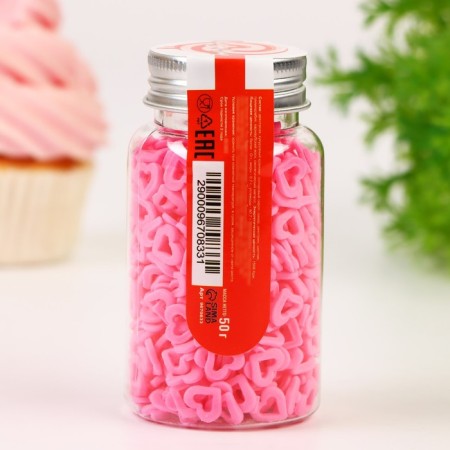 Confectionery Sprinking "Heart" Pink, 50 g-2