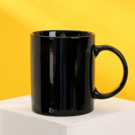 Gift set "Be No. 1", ceramic mug 310 ml, thermal stand Ø 10 cm, black color-5