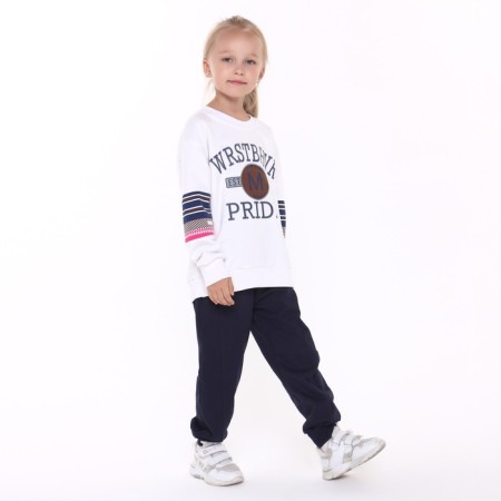 Sweatshirt for girls, white color, height 122-128 cm-2