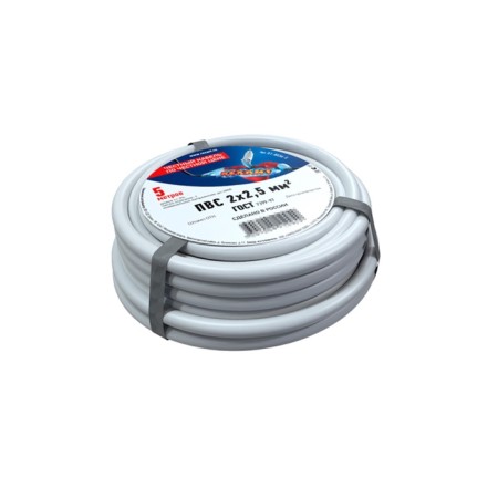Bay wire connecting PVS 2x2.5 mm², length 5 meters, GOST 7399-97 Rexant