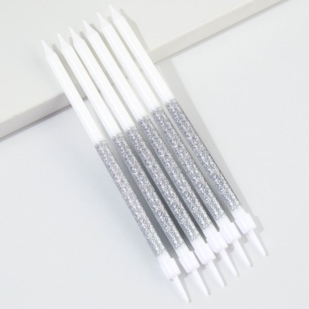 Candles for the cake "On your birthday", silver, 6 pcs.-1