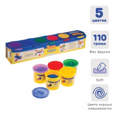 JOVI plant plasticine, set of 5 colors, 550 g, dough in banks, for kids