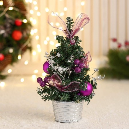 Christmas tree decor "Festive" bow balls, 10x17 cm, lilac-1