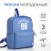 A backpack with a zipper, external pocket, blue color