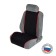 Nabbage on the front seat, velor, size 55 x 130 cm, black, with red edging