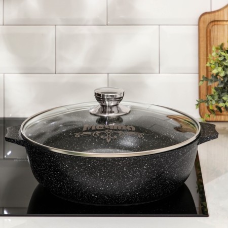 Form "granite Black" Induction Pro, 3 l, d = 28, glass cover, anti -stick coating, induction, color black-3