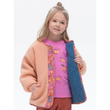 Bilateral jacket for girls, height 104 cm, jeans color
