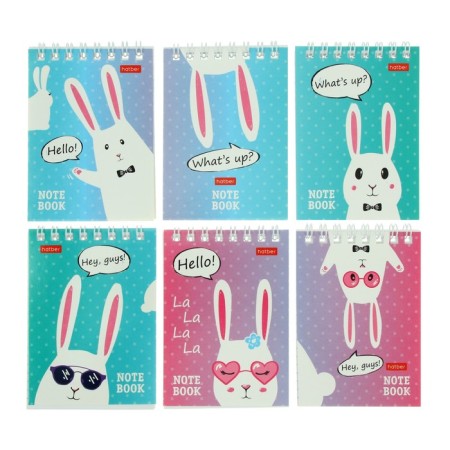 Notepad A7, 40 sheets on the crest "Cool hares", cover Crossed cardboard