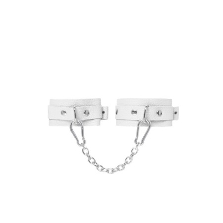 The shackles of the mini Pecado BDSM, with rounded corners, genuine leather, white-1