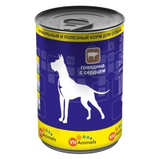 Canned vehicles Vitanimals for dogs, beef with a heart, 410 g.