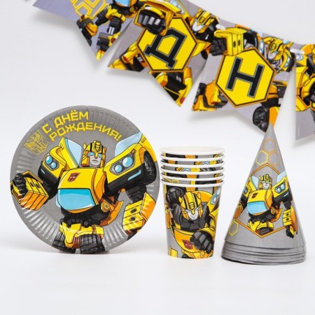 A set of paper utensils, for 6 people "Happy Birthday", transformers-1