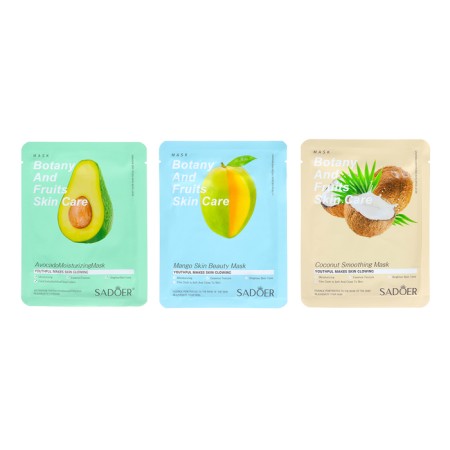 A set of moisturizing, fabric facial masks "Botanika No. 3", 3 pcs