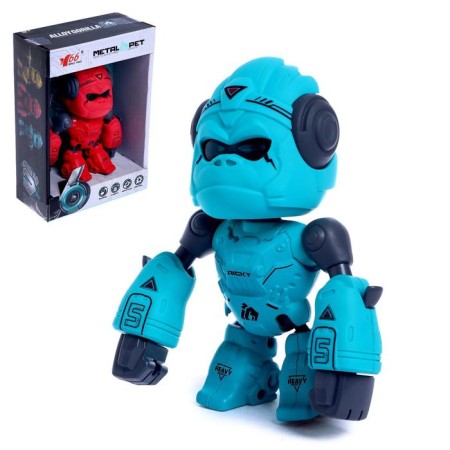 Robot Monkey "Gorilla", interactive: sound, light, metal, on batteries, color mix