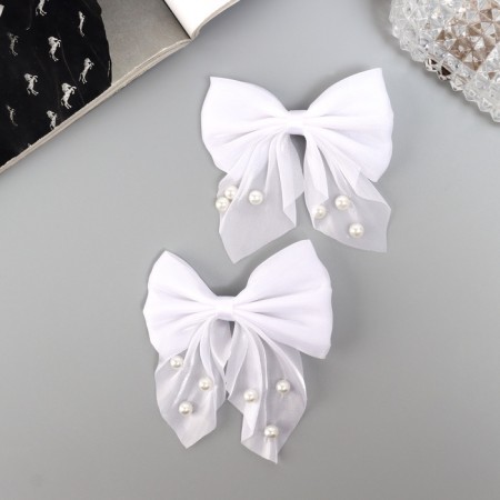Hair clip "Marta" (set 2 pcs) grace, 7.5 cm, white-2