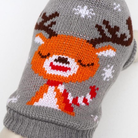 Sweater "Deer on gray", M (DS 26, Osh 26, OG 28-46 cm)-4